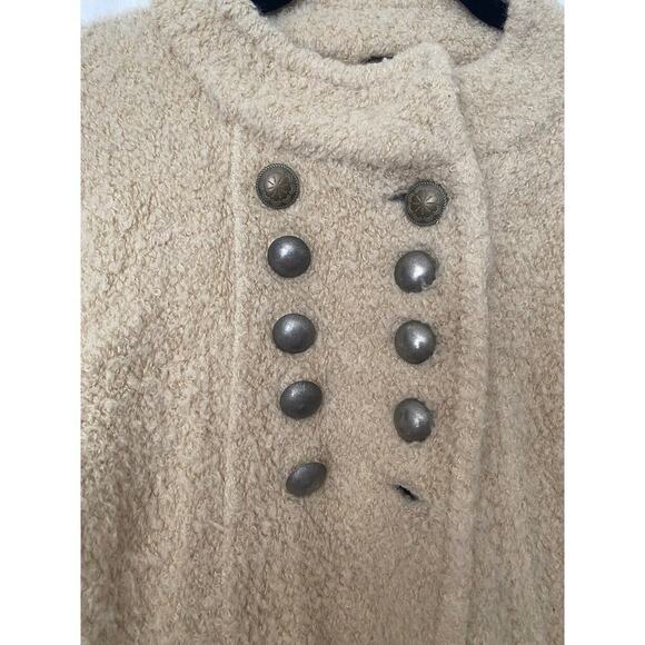 Wool Blend Tan Free People Military Sweater Coat - Size Medium-missing button - Picture 3 of 8